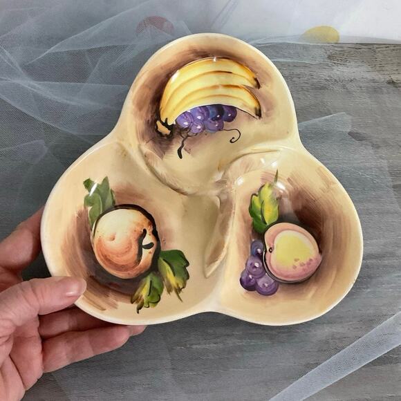 Mid Century Serving Condiments Dish Fruit Theme - Picture 10 of 13